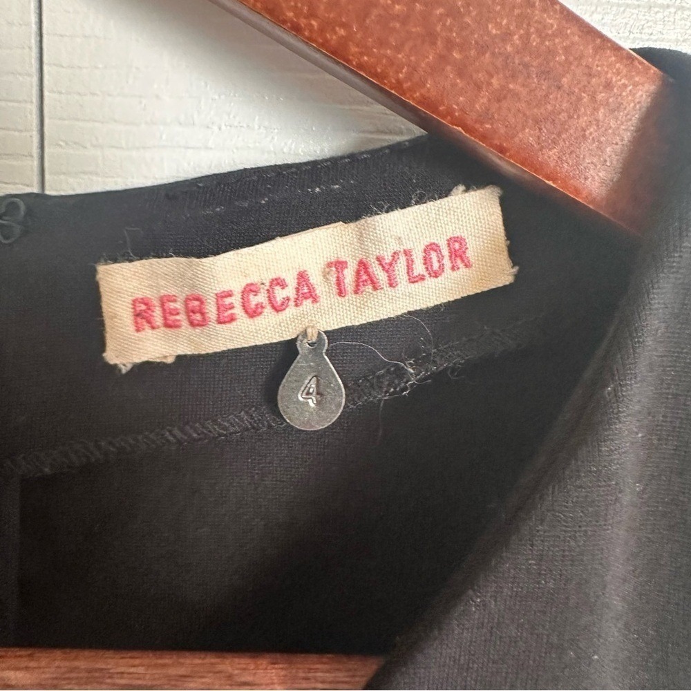 Rebecca Taylor Black Lace Inset Fit & Flare Mini Dress‎ Sleeveless Size 4 - Picture 4 of 11